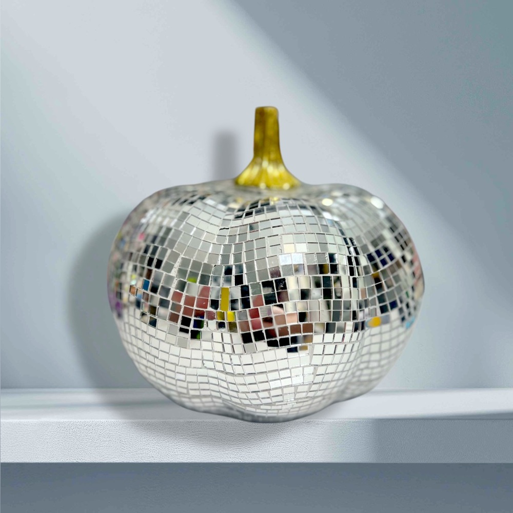 Silver Disco Pumpkin Decor